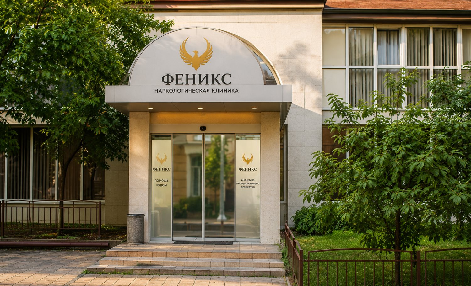 Вход в наркологическую клинику «Феникс» в Светлом